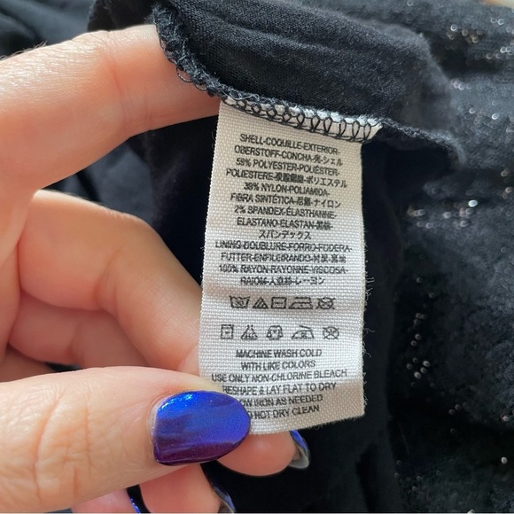 Free People Foil Black Silver Metallic Lace Ombre Fit & Flare Mini Dress EUC S - Picture 8 of 9